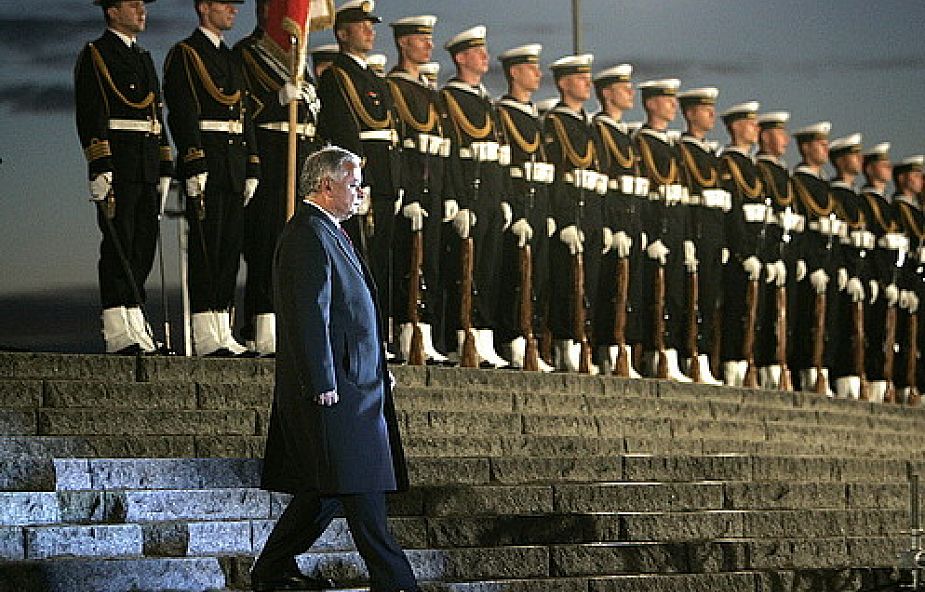 Lech Kaczyński na Westerplatte podczas obchodów 70. rocznicy wybuchu II Wojny Światowej