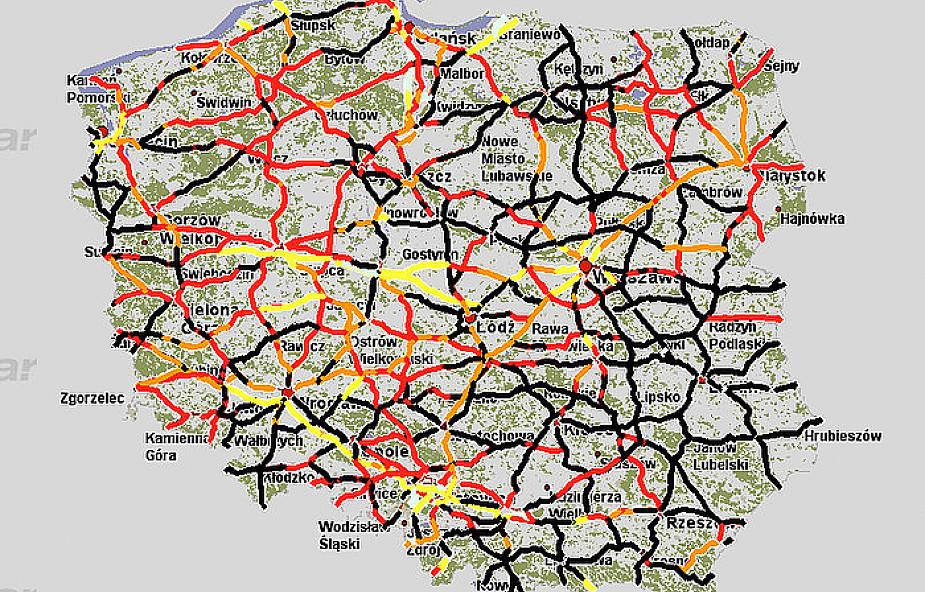 Mapa ryzyka na drogach krajowych w Polsce