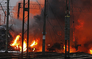 Pożar po zderzeniu pociągów w Podlaskiem
