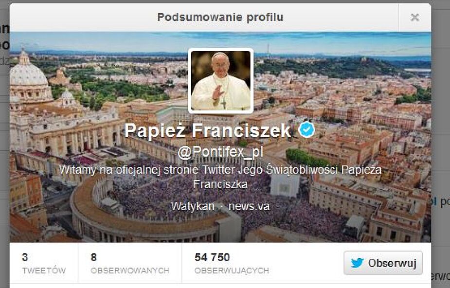 Papież na Twitterze o swej służbie