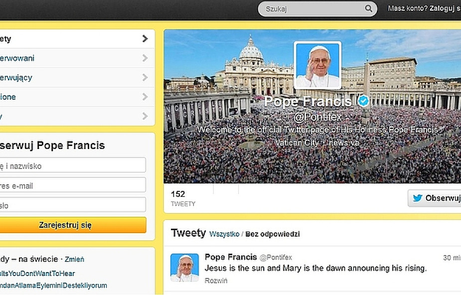 Papieski tweet na pierwsze półroczne