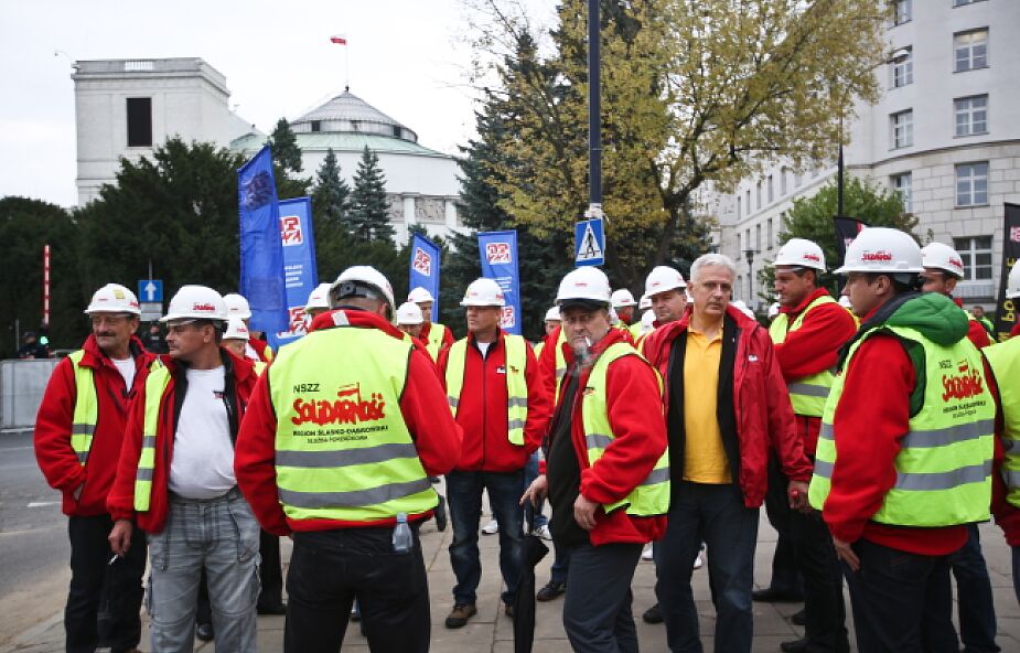 Demonstracja górników przed Sejmem