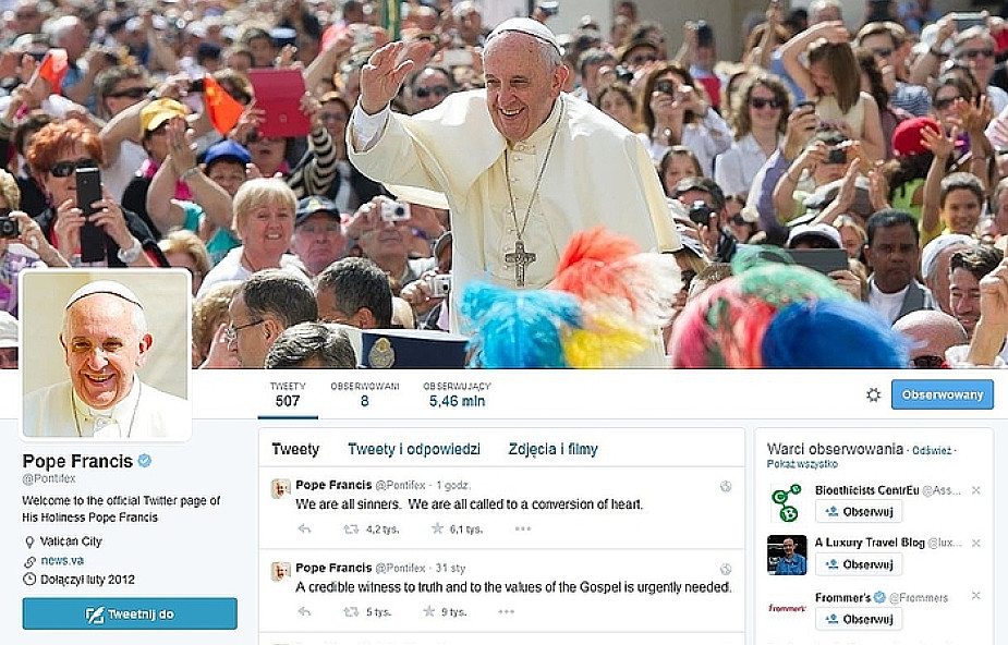 Papież wzywa na Twitterze do nawrócenia