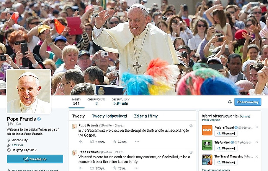 Papież na Twitterze przypomina o ważnej roli sakramentów