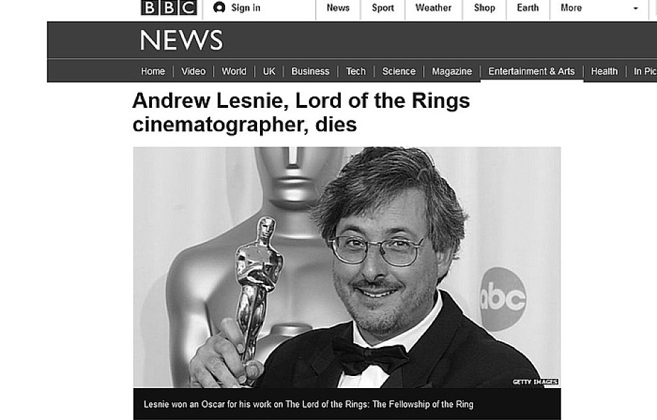 Zmarł Andrew Lesnie, autor zdjęć do "Władcy Pierścieni"