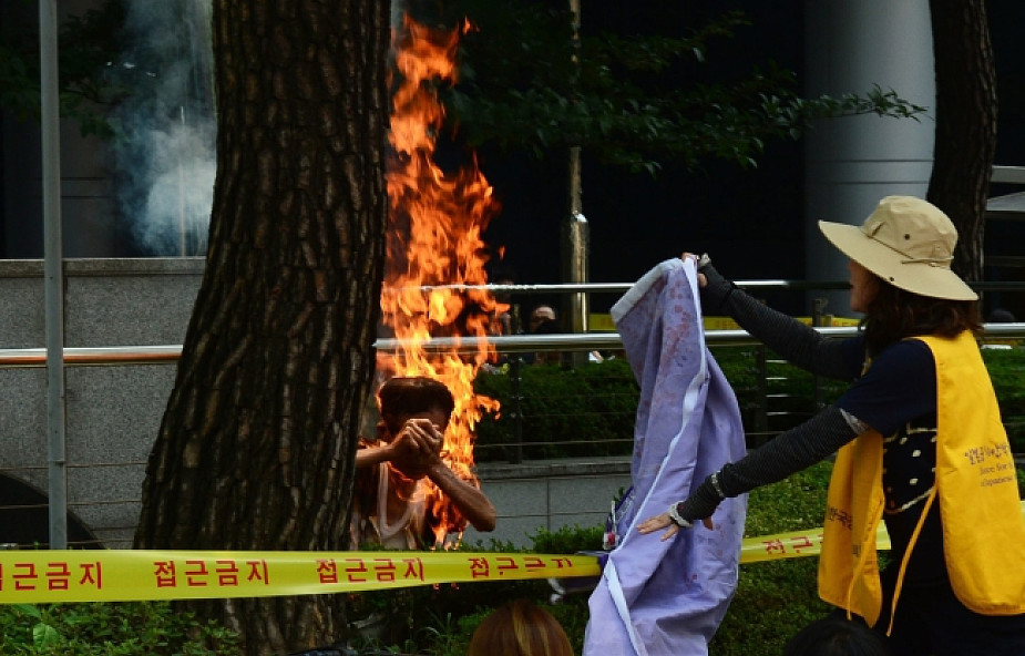 Korea Płd.: 80-latek podpalił się w trakcie protestu