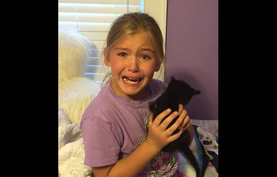 Reakcja dziewczynki na małego kotka. Właśnie obejrzało ją 34 mln ludzi
