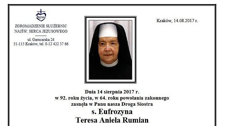 Kraków: zmarła siostra Eufrozyna, sekretarka Jana Pawła II - zdjęcie w treści artykułu