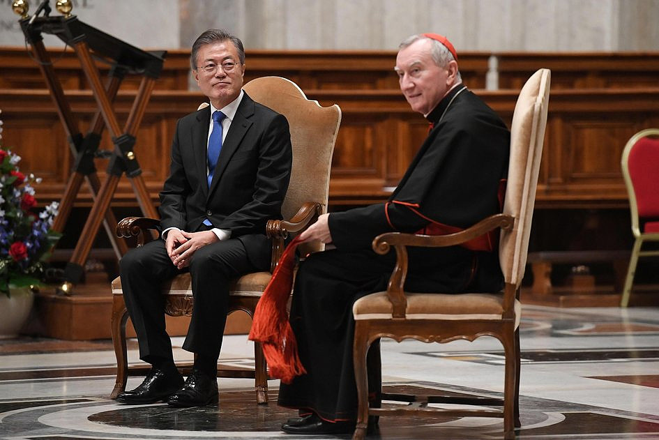 Prezydent Korei Płd. w Rzymie na Mszy Świętej w intencji pokoju na Półwyspie Koreańskim. Przewodniczył jej kard. Parolin - zdjęcie w treści artykułu nr 1
