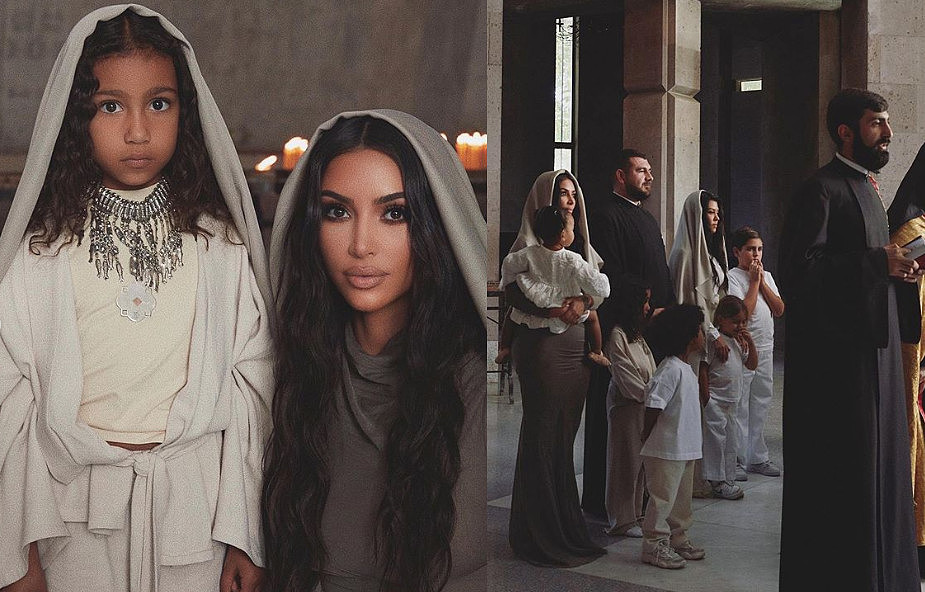 Kim Kardashian i jej dzieci przyjęli chrzest w najświętszym miejscu Ormian [GALERIA]
