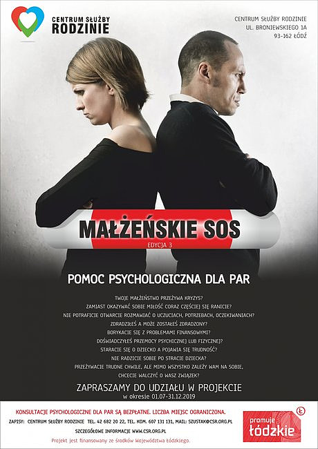 W Łodzi rusza trzecia edycja Małżeńskiego SOS - pomocy psychologicznej dla par - zdjęcie w treści artykułu