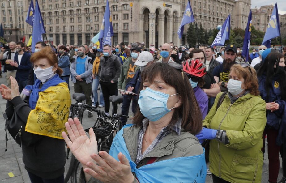 W Kijowie manifestowali przeciwnicy polityki Zełenskiego