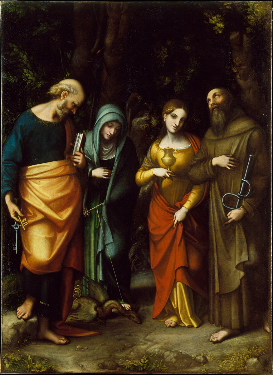 Św. Piotr, św. Marta, św. Maria Magdalena i św. Leonard - Antonio da Correggio, CC0, via Wikimedia Commons