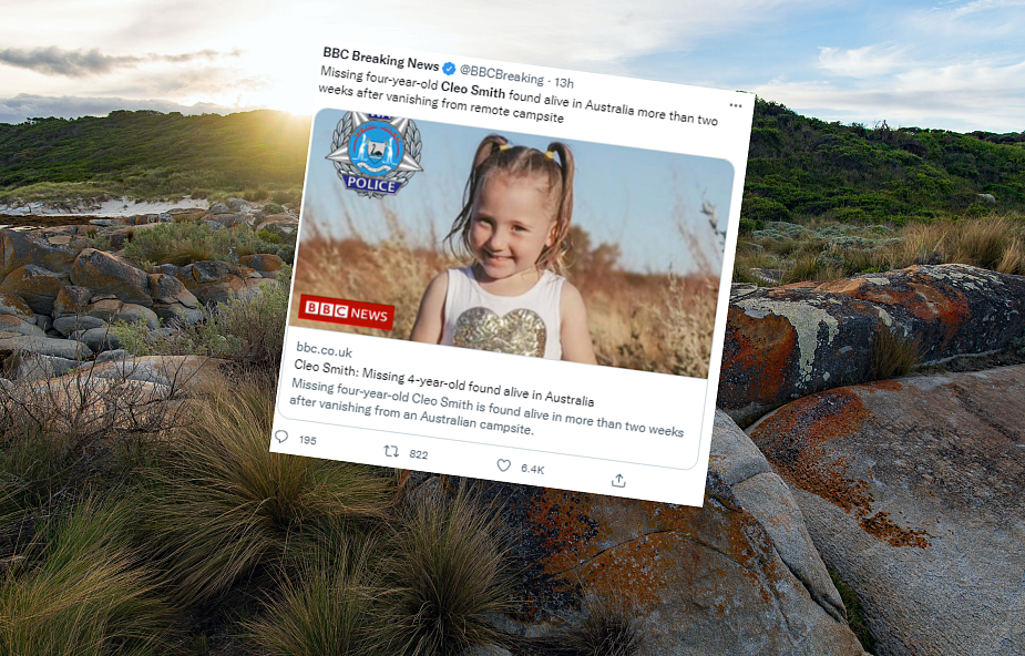 Australia: odnaleziono czterolatkę po tygodniach poszukiwań. „Jest cała i zdrowa”