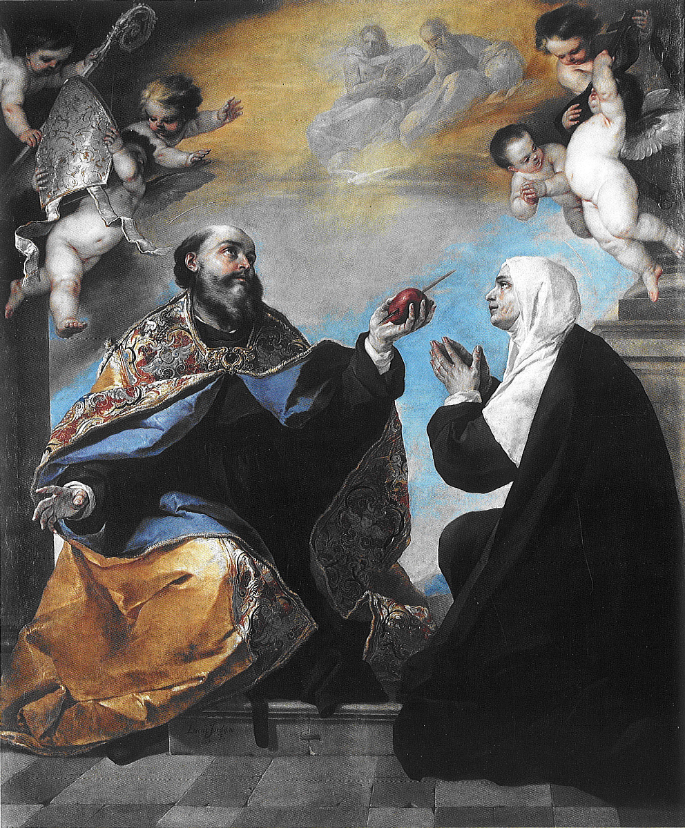 Św. Augustyn ze swoją matką, św. Moniką - Luca Giordano - Madrid, Real Monasterio de la Encarnación, Publ. dom., via Wiki. Commons