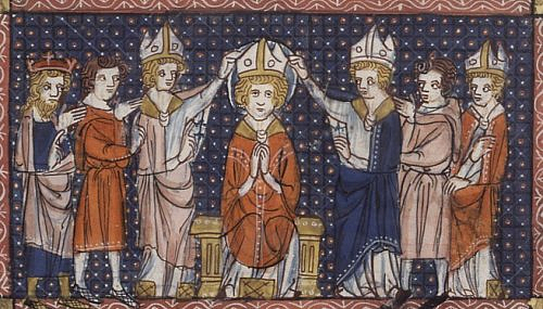 Święcenia św. Hilarego - Richard de Montbaston et collaborateurs., Public domain, via Wikimedia Commons