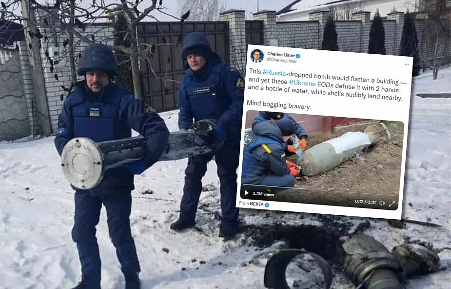 Ukraińcy rozbrajają rosyjską bombę gołymi rękami polewając pocisk wodą