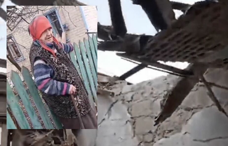 Wstrząsający obraz: niewidoma kobieta nie wie, że jej dom zniszczyła rosyjska bomba