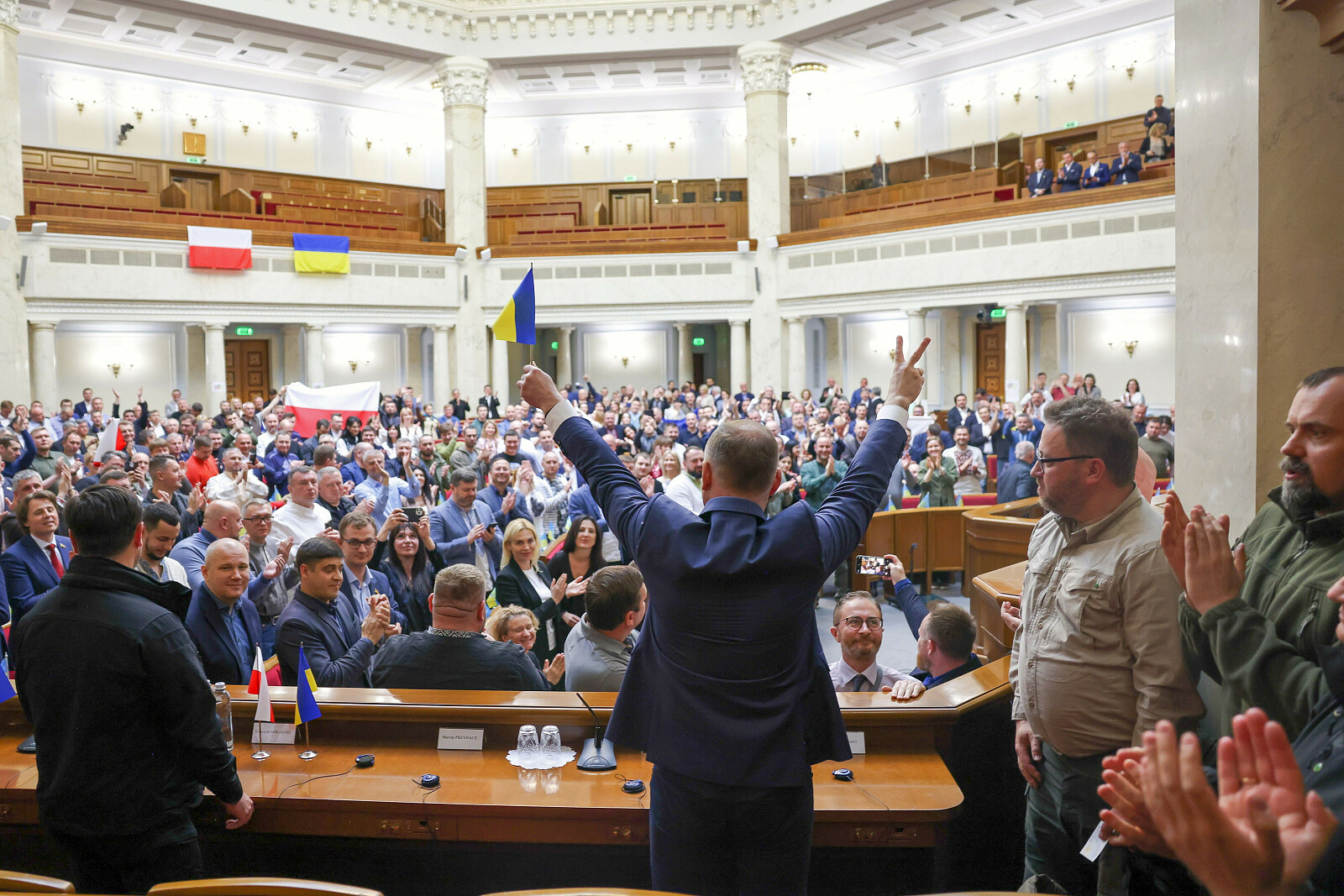 Prezydent Andrzej Duda wystąpił w Radzie Najwyższej Ukrainy w Kijowie, 22 maja 2022 r. (fot. Jakub Szymczuk/KPRP/PAP)
