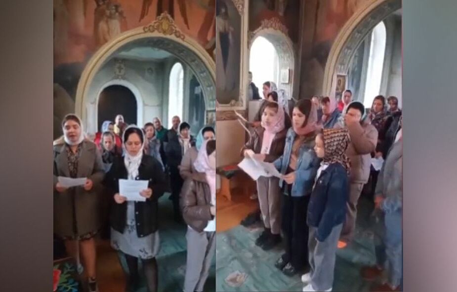 Ukraińcy w cerkwi. Zaśpiewali „My chcemy Boga” po polsku