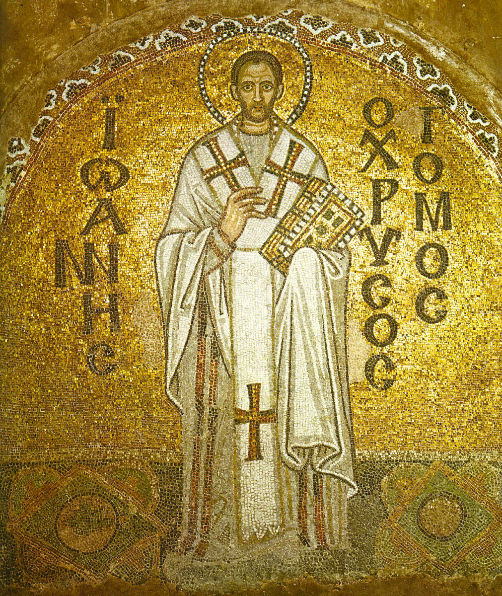 Mozaika św. Jana Chryzostoma w Hagia Sophia w Konstantynopolu, Public domain, via Wikimedia Commons