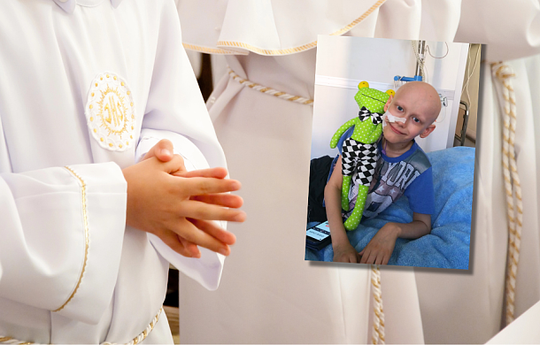 Zorganizowali pierwszą komunię świętą dla chłopca z nowotworem. "Łzy napływały do oczu"