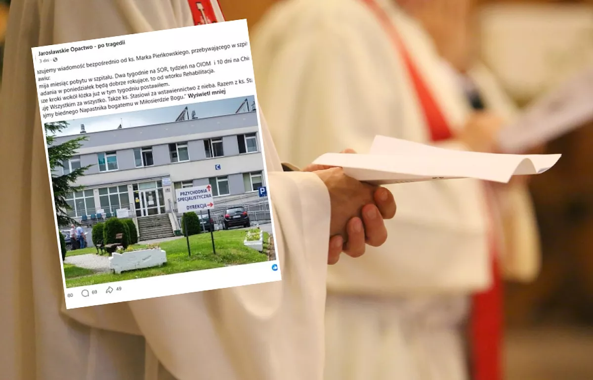 "Pierwsze kroki wokół łóżka postawiłem". Ksiądz z Jarosławia ranny w ataku nożownika napisał wiadomość ze szpitala